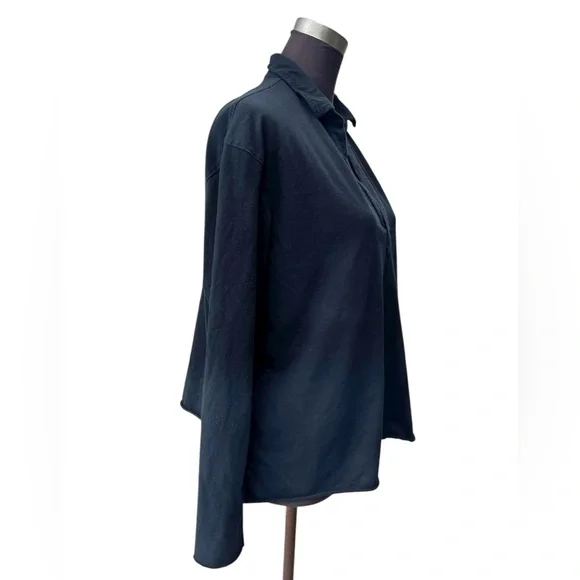 Frank & Eileen Womens large Patrick Popover Henley Heritage Jersey Shirt Navy - Picture 6 of 10